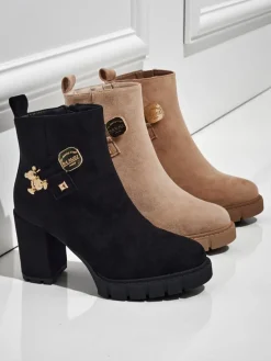 Botki damskie eko zamszowe na słupku Bearr