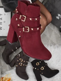 Botki damskie eko zamszowe z dżetami Selva