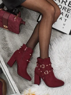 Botki damskie eko zamszowe z dżetami Selva