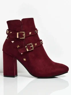 Botki damskie eko zamszowe z dżetami Selva