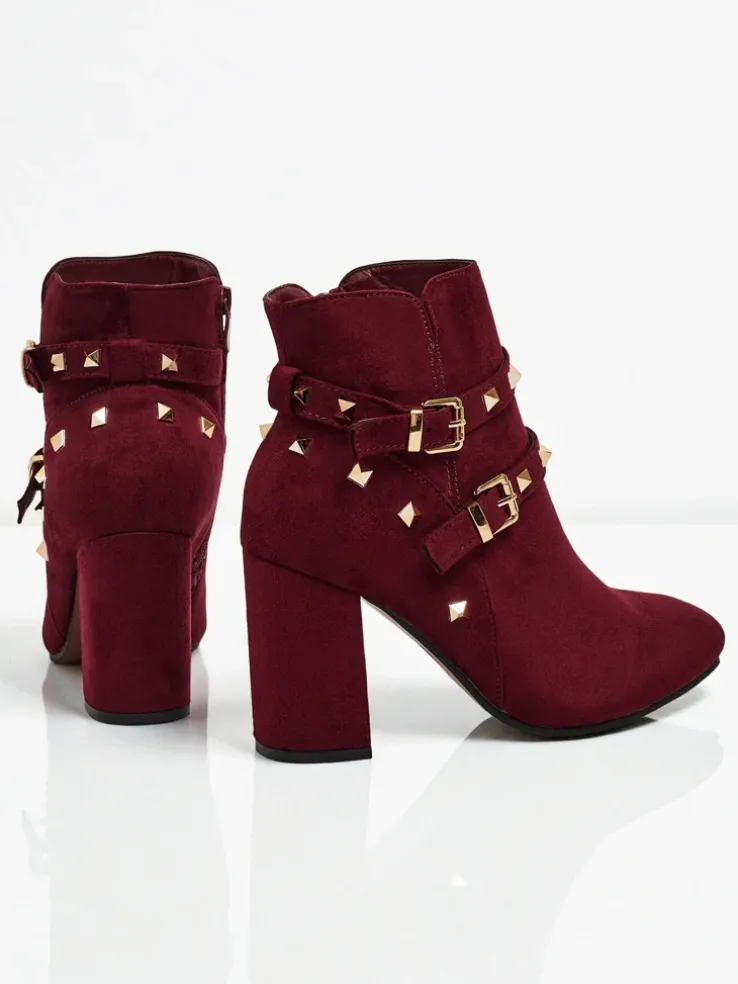 Botki damskie eko zamszowe z dżetami Selva