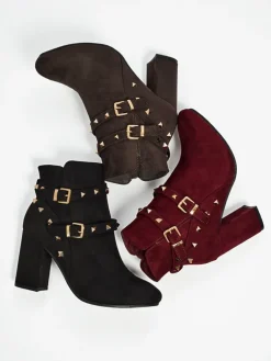 Botki damskie eko zamszowe z dżetami Selva