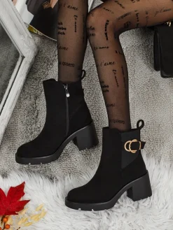 Botki damskie eko zamszowe na słupku Solenya