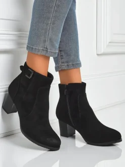 Botki damskie eko zamszowe na obcasie Crimson Dusk