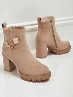 Botki damskie eko zamszowe na słupku Bearr