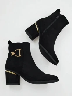 Botki damskie eko zamszowe na słupku Calyssa