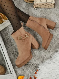 Botki damskie eko zamszowe na słupku Bearr