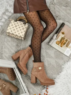 Botki damskie eko zamszowe na słupku Bearr