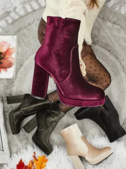 Botki damskie na słupku al'la Welur Miss