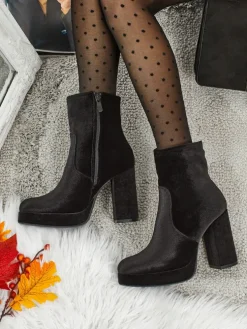 Botki damskie na słupku al'la Welur Miss