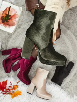 Botki damskie na słupku al'la Welur Miss