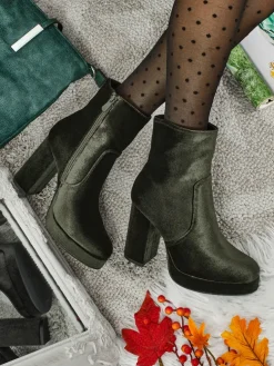 Botki damskie na słupku al'la Welur Miss