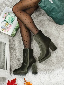 Botki damskie na słupku al'la Welur Miss