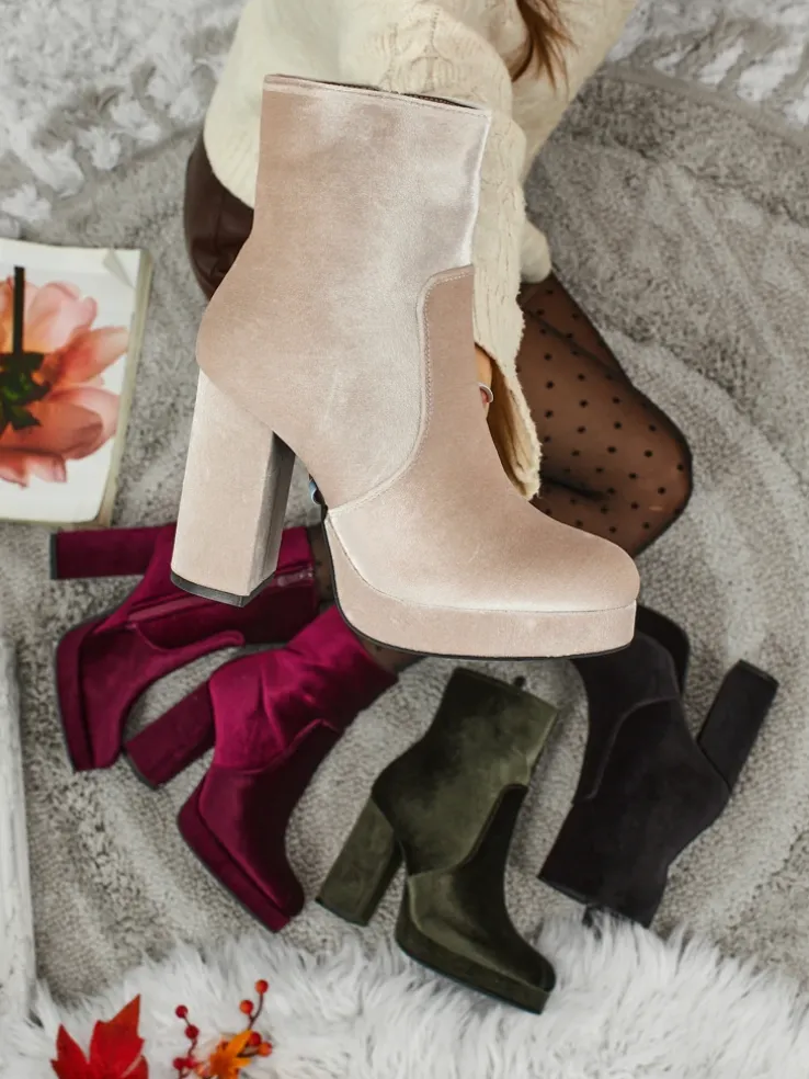 Botki damskie na słupku al'la Welur Miss