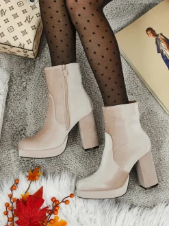 Botki damskie na słupku al'la Welur Miss