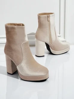 Botki damskie na słupku al'la Welur Miss