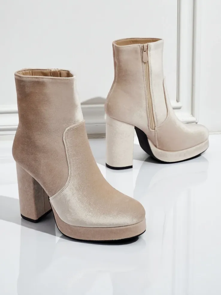 Botki damskie na słupku al'la Welur Miss