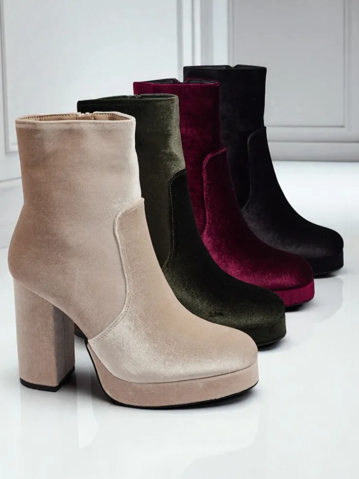 Botki damskie na słupku al'la Welur Miss