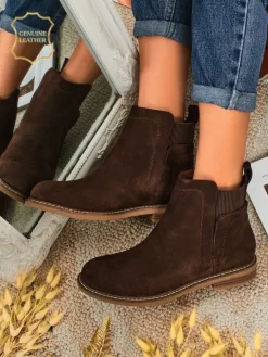 Botki damskie z naturalnego zamszu Cuoio Elegante