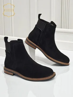 Botki damskie z naturalnego zamszu Cuoio Elegante