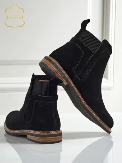 Botki damskie z naturalnego zamszu Cuoio Elegante