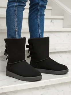 Botki Stella z ekoskóry zamszowej na płaskim obcasie