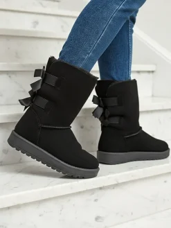 Botki Stella z ekoskóry zamszowej na płaskim obcasie