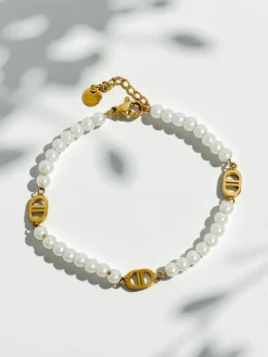 Bransoletka Aurelia Bianca w odcieniu białej perły, złocona