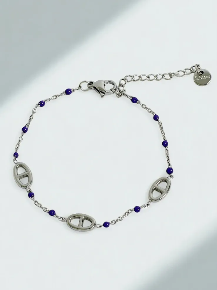 Bransoletka Callista Argento – srebrna z koralikami i motywem greckim