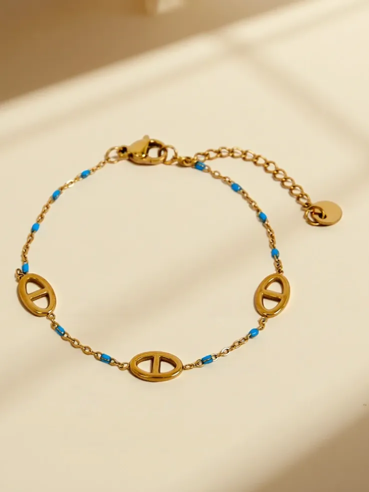 Bransoletka Callisto Aurea z koralikami pozłacana