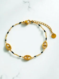 Bransoletka Callisto Aurea z koralikami pozłacana