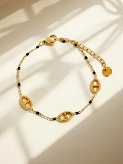 Bransoletka Callisto Aurea z koralikami pozłacana