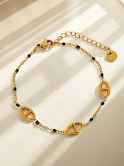 Bransoletka Callisto Aurea z koralikami pozłacana