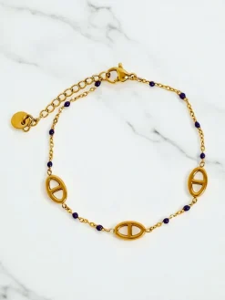 Bransoletka Callisto Aurea z koralikami pozłacana