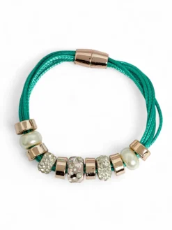 Bransoletka damska z koralikami i cyrkoniami