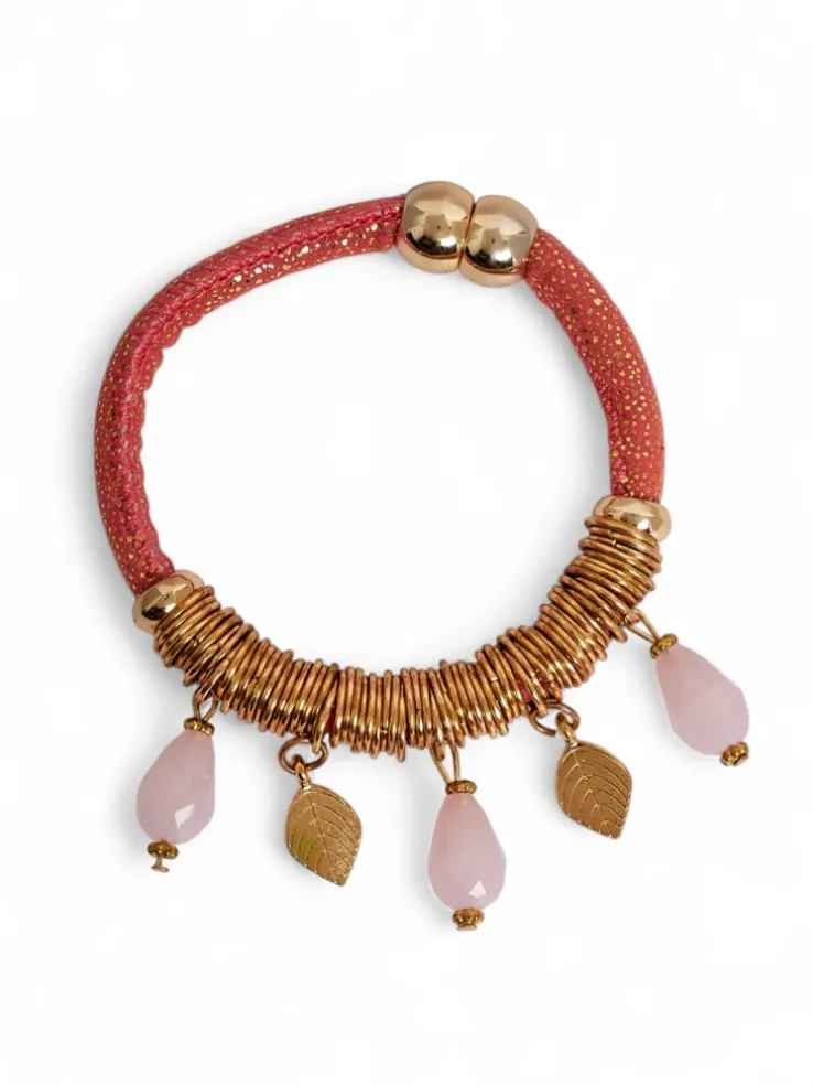 Bransoletka damska z koralikami i brokatem