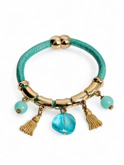 Bransoletka damska z koralikami i brokatem