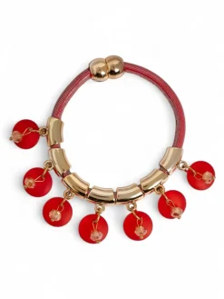 Bransoletka damska z koralikami i brokatem