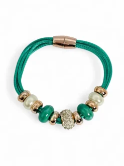 Bransoletka damska z koralikami i cyrkoniami