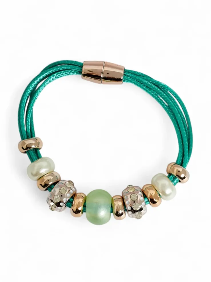 Bransoletka damska z koralikami i cyrkoniami