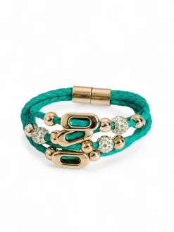 Bransoletka damska z koralikami i cyrkoniami