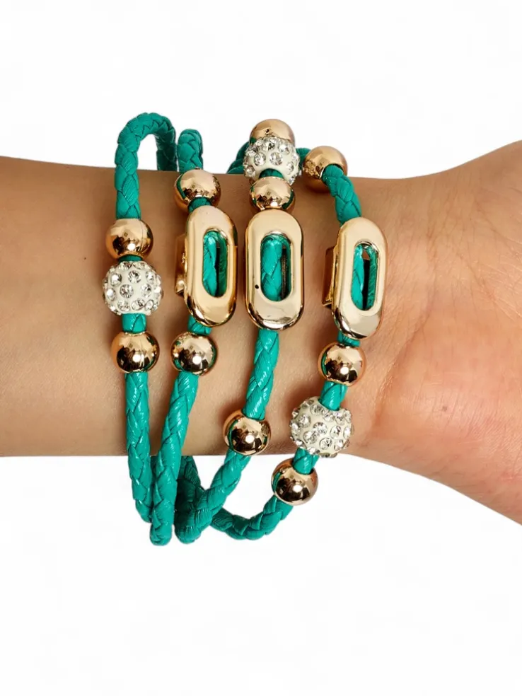 Bransoletka damska z koralikami i cyrkoniami