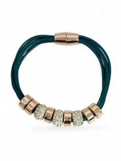 Bransoletka damska z koralikami i cyrkoniami