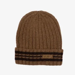 Brązowa męska czapka z domieszką wełny - Akcesoria