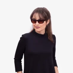 Brązowe damskie wąskie okulary przeciwsłoneczne w panterkę - Akcesoria