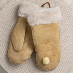 Brązowe dziecięce rękawiczki na sznurku i z jednym palcem - Rękawiczki