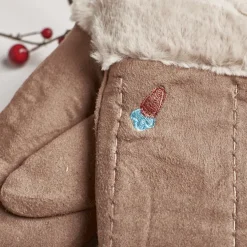 Brązowe dziecięce rękawiczki na sznurku i z jednym palcem - Rękawiczki