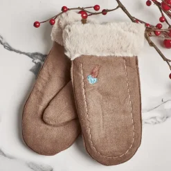 Brązowe dziecięce rękawiczki na sznurku i z jednym palcem - Rękawiczki