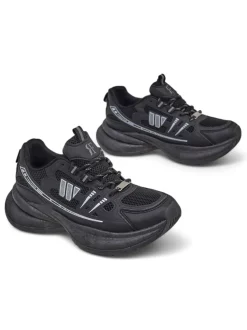 Buty sportowe damskie Royalfashion Hypatia czarne na płaskim obcasie 5 cm