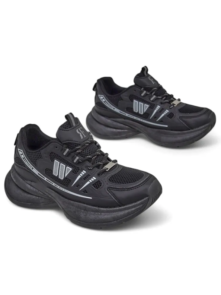 Buty sportowe damskie Royalfashion Hypatia czarne na płaskim obcasie 5 cm